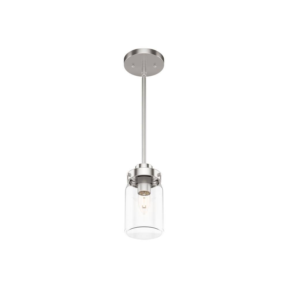 Rustic Farmhouse Mini Jar Pendant Light in Brushed Nickel