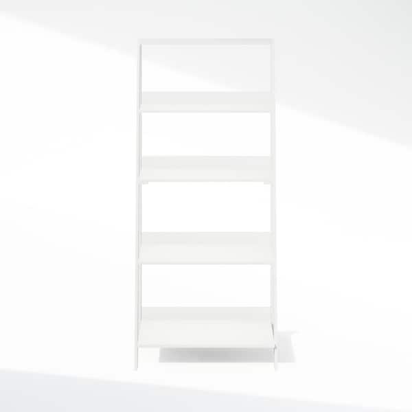 Furinno Ladder 53.54 in. Tall White Wood 5-Shelf Bookcase N21076WH