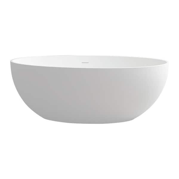 Unbranded 67 in. Stone Resin Flatbottom Non-Whirlpool Bathtub in White