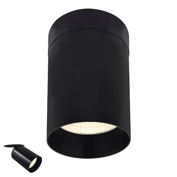 LUXRITE 3 in. 15-Watt Color Selectable Integrated LED Cylinder Downlight Flush Mount 5CCT Dimmable 1000LM ETL Listed Black