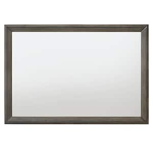 Escher 32 in. x 2 in. Modern Rectangle Gray Oak Framed Mirror