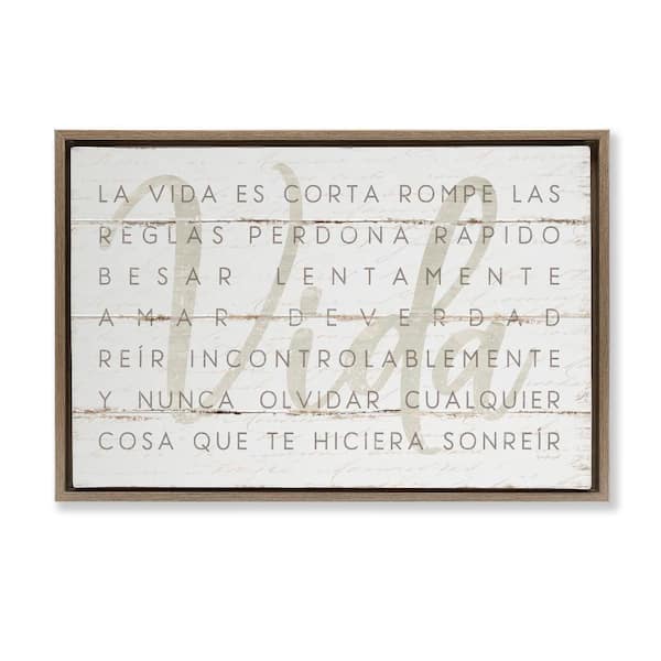 Stupell Industries Life Is Inspirational by Jennifer Pugh Brown Floater Frame Typography Graphic Art Print 17 in. x 25 in.