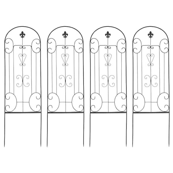 YIYIBYUS 60 in. Black Steel Heavy-Duty Standard Design Garden Climbing Plants Trellis (4-Pack)