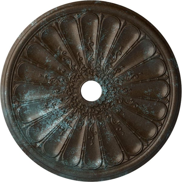 Ekena Millwork 1-1/2" x 31-1/2" x 31-1/2" Polyurethane Kirke Ceiling Medallion, Hand-Painted Bronze Blue Patina