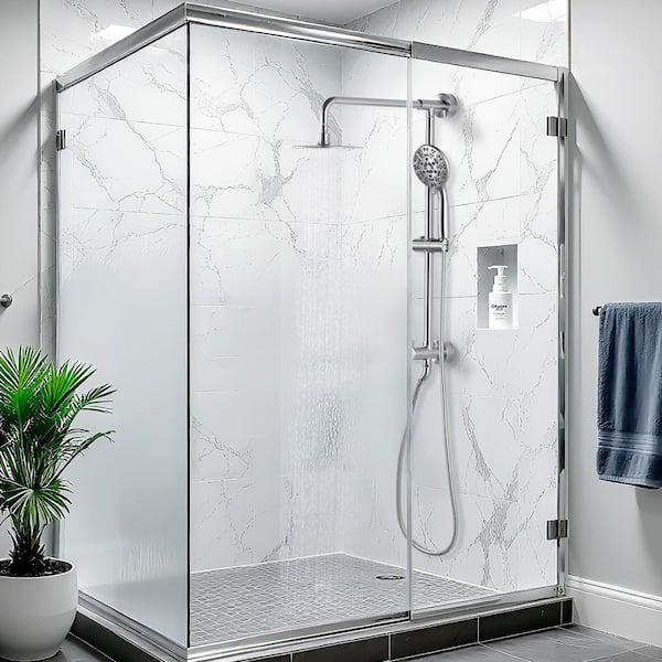 7-Spray Wall-Mount Dual Fixed and Handheld Shower Head with Rainfall Shower and Soap dish, 1.8 GPM in Brushed Nickel