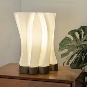 Flame 13.5 in. White/Brown Modern Bohemian Plant-Based PLA 3D Printed Dimmable LED Table Lamp