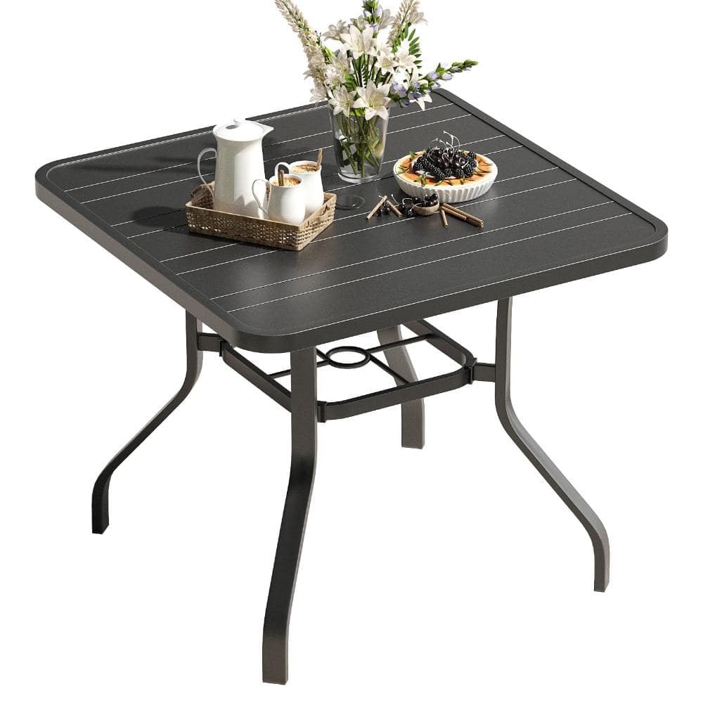 "Metal Outdoor Dining Table with 1.57"" Umbrella Hole Weather-Resistant for Patio, Graden, Backyard" price history on PriceWatchPro