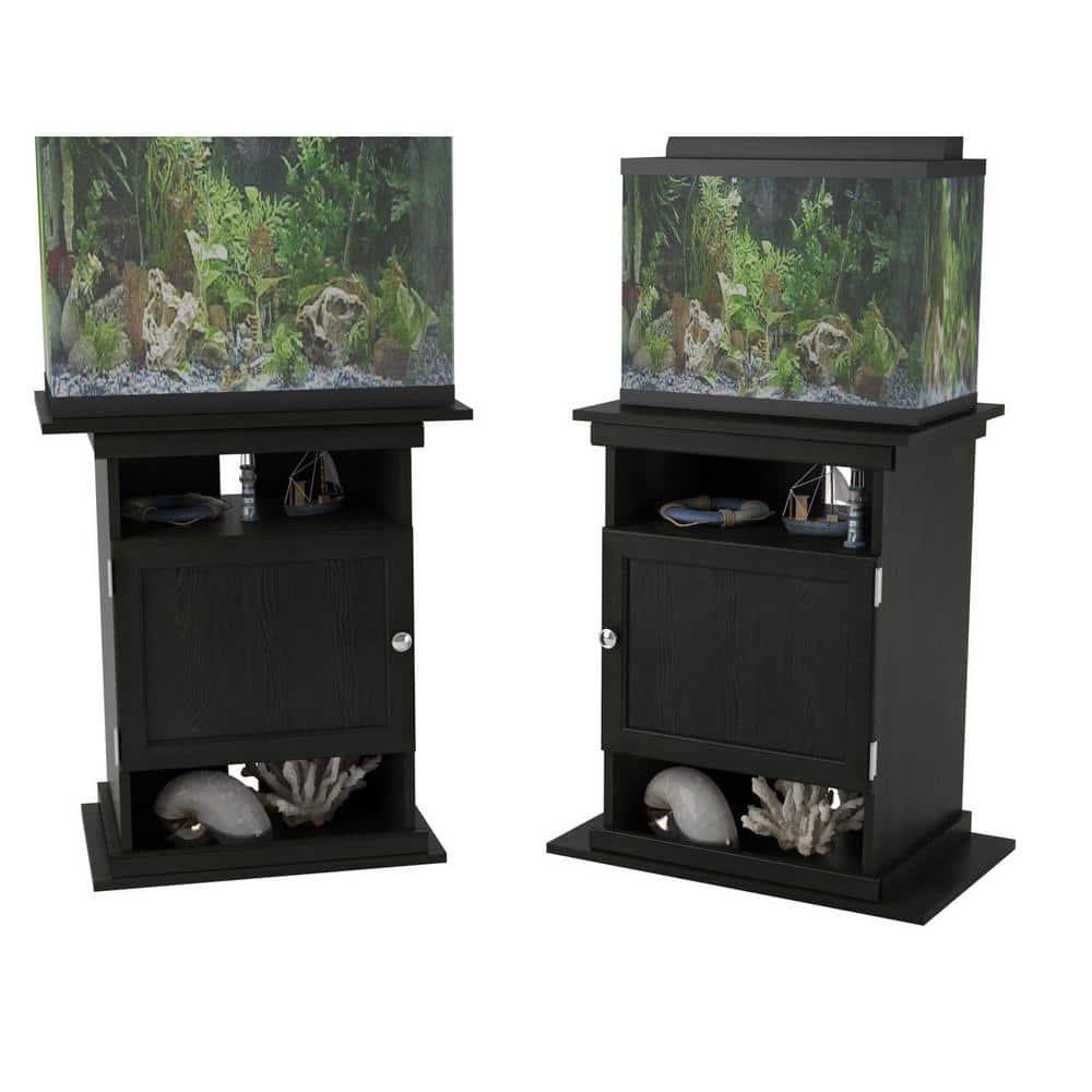 Black Oak Adjustable Aquarium Stand with Storage