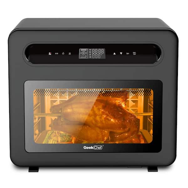 26 Quart Air Fryer Oven, Stainless Steel, A large chicken, 26