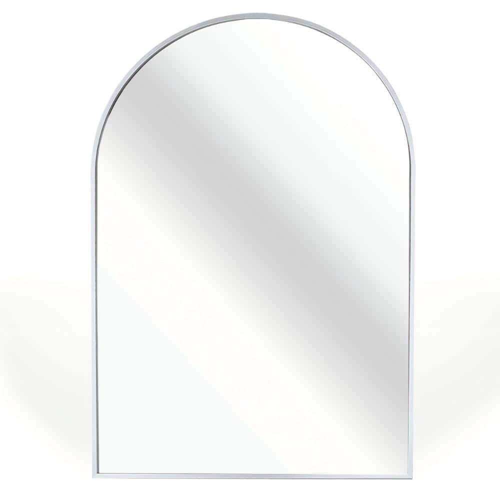 30 in. W x 40 in. H Modern Silver Aluminum Alloy Arched Wall Mirror with HD Glass price history on PriceWatchPro