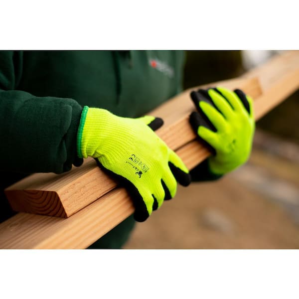 Latex Coated High Visibility Work Gloves, 6 Pairs - Green