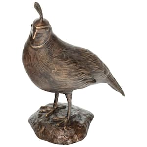 11 in. H Male California Quail Solid Cast Bronze Garden Statue