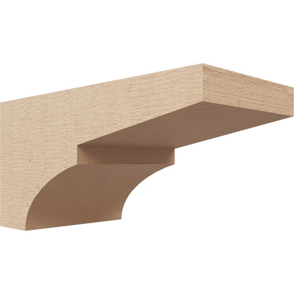 Ekena Millwork 4 in. x 4 in. x 8 in. Series 3 Wide Monterey Rough Cedar Woodgrain Timberthane Polyurethane Corbel, Primed Tan
