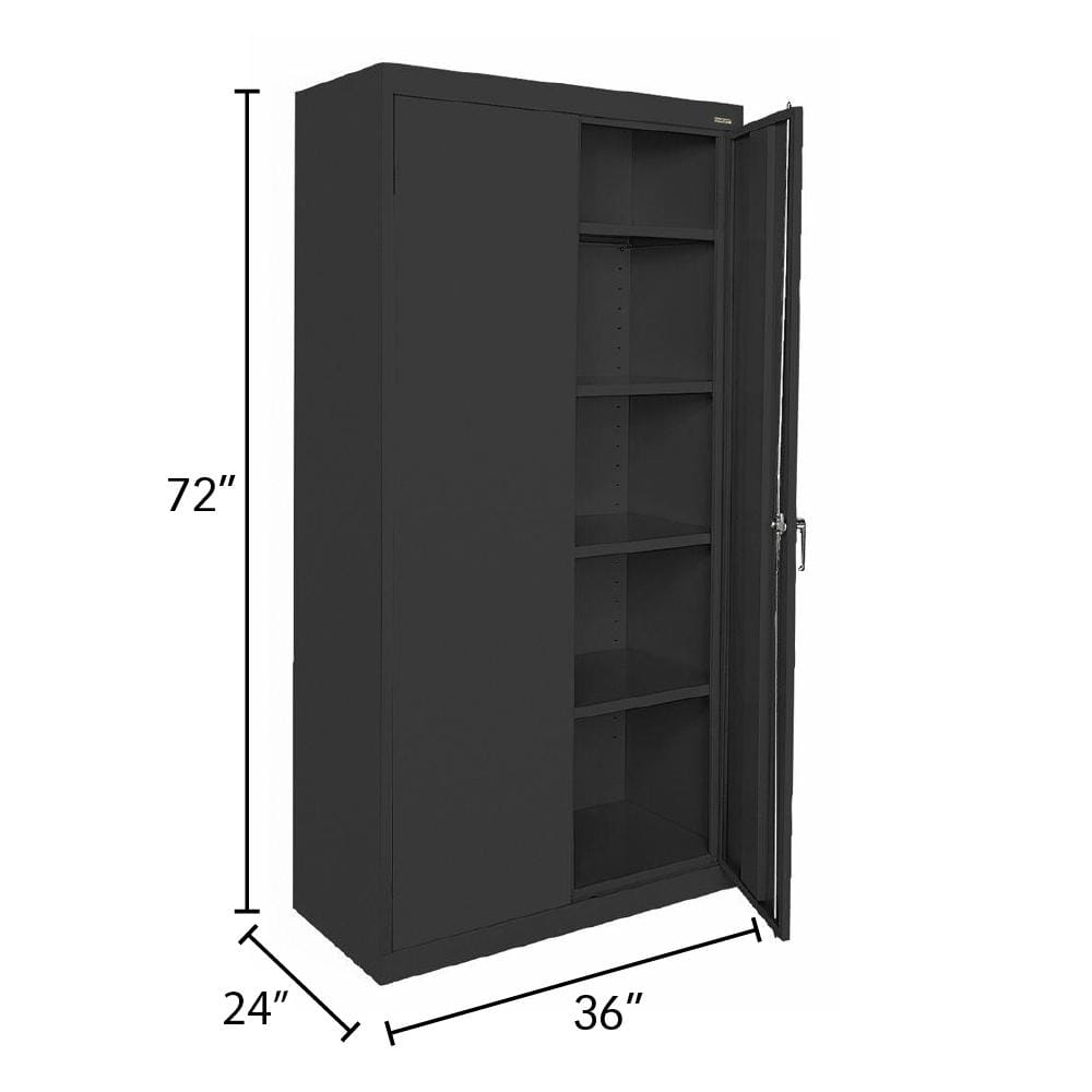 Black Freestanding Lockable Office Cabinet with Adjustable Shelving
