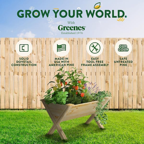 Natural Wood Trough Elevated Garden Raised Bed with Legs (34 in. L x 23.5 in. W x 23 in. H)