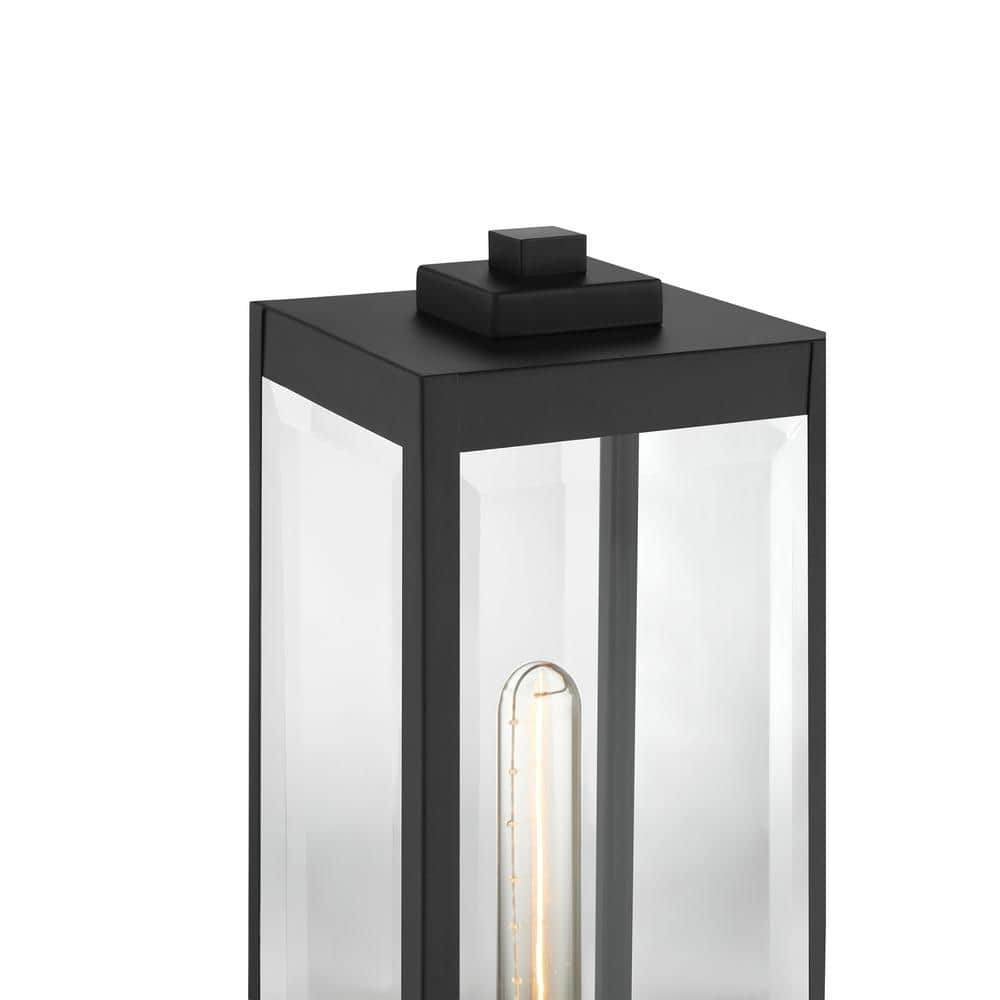 Westover Black Steel Outdoor Post Lantern with Glass Shade