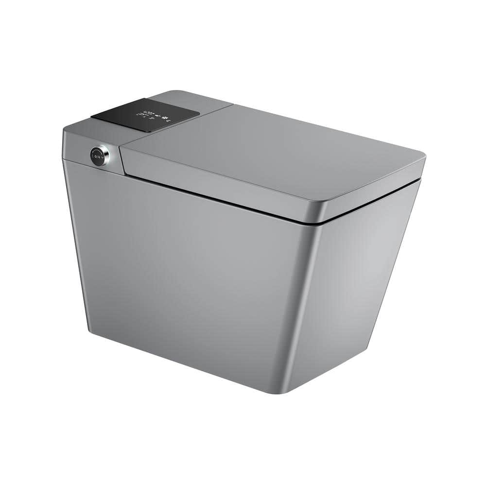 JimsMaison 1-Piece 1.32 GPF Dual Flush Square Smart Toilet in Matte ...