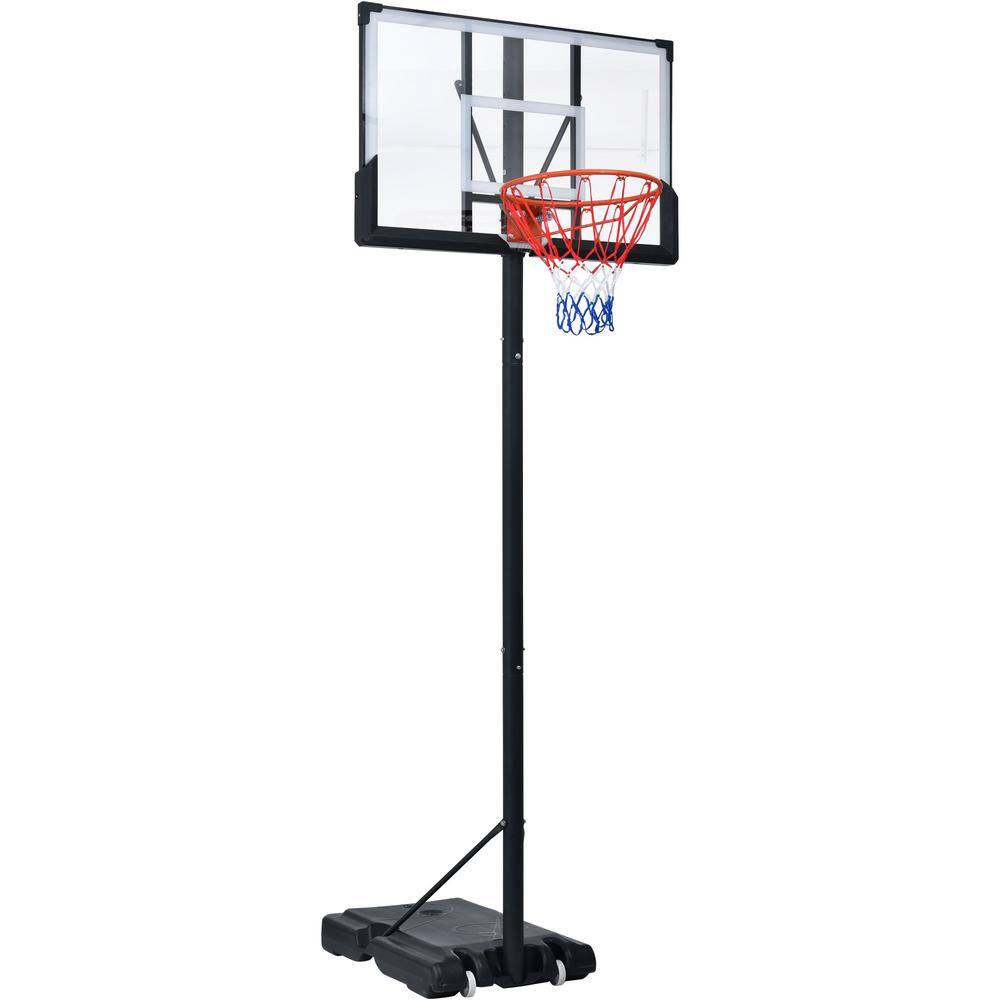 Black Portable Basketball Hoop Basketball System 4.76 ft. x 10 ft. H Adjustable LED Basketball Hoop Lights