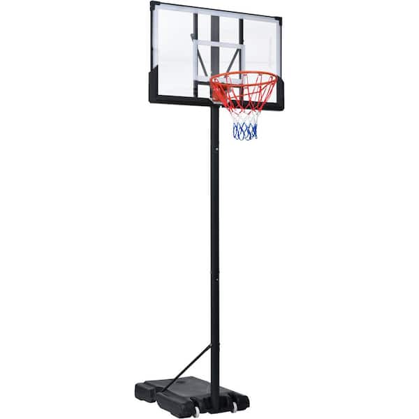 Sudzendf Black Portable Basketball Hoop Basketball System 4.76 ft. x 10 ft. H Adjustable LED Basketball Hoop Lights