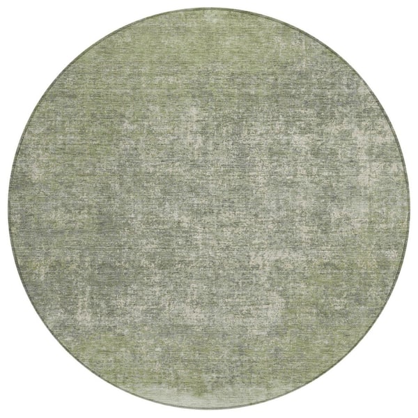 Chantille Machine Washable Indoor/Outdoor Abstract ACN2214 Aloe 8 ft. x 8 ft. Area Rug