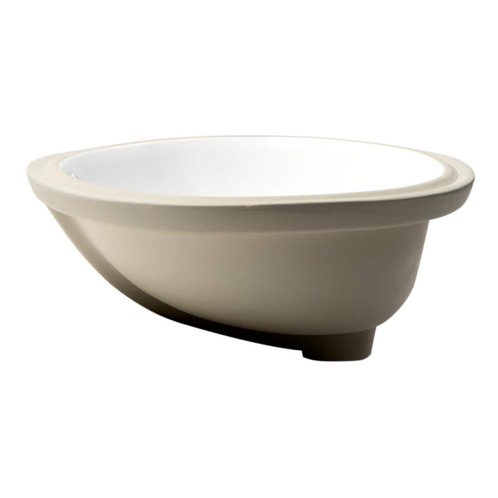 White Glossy Ceramic Oval Undermount Bathroom Sink