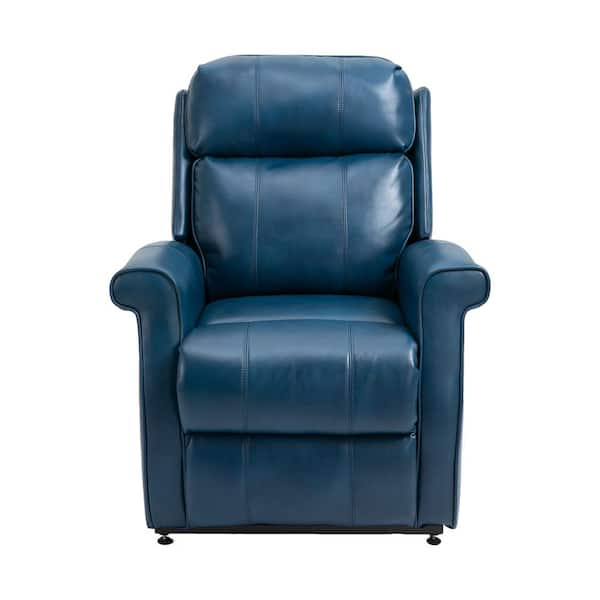 Clihome 38 in. W Blue Faux Leather Elderly Power Lift Recliner CL027-BL ...