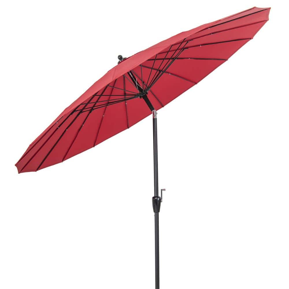 9 ft. Round Patio Umbrella with 18 Fiberglass Ribs Tilt Adjustment and Crank Handle Wine price history on PriceWatchPro