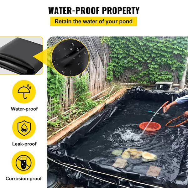 Pond Liner Pond Skins Cover Waterproof Sun-proof for Fish Waterfall Black 