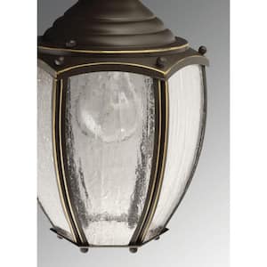 Roman Coach Collection 1-Light Antique Bronze Clear Seeded Glass Traditional Outdoor Small Wall Lantern Light
