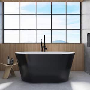 59 in. x 29.5 in. Acrylic Flatbottom Freestanding Soaking Bathtub in White Inside and Black Outside