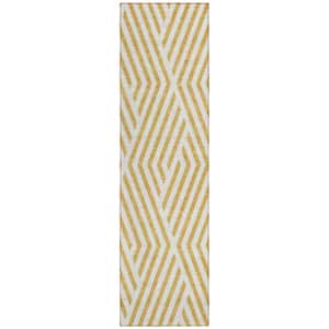 Chantille ACN550 Gold 2 ft. 3 in. x 7 ft. 6 in. Machine Washable Indoor/Outdoor Geometric Runner Rug