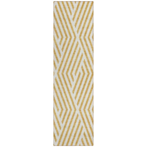 Addison Rugs Chantille ACN550 Gold 2 ft. 3 in. x 7 ft. 6 in. Machine Washable Indoor/Outdoor Geometric Runner Rug
