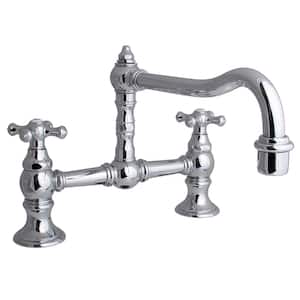 Proper 2-Handle Standard Kitchen Faucet with Cross Handles in Polished Chrome