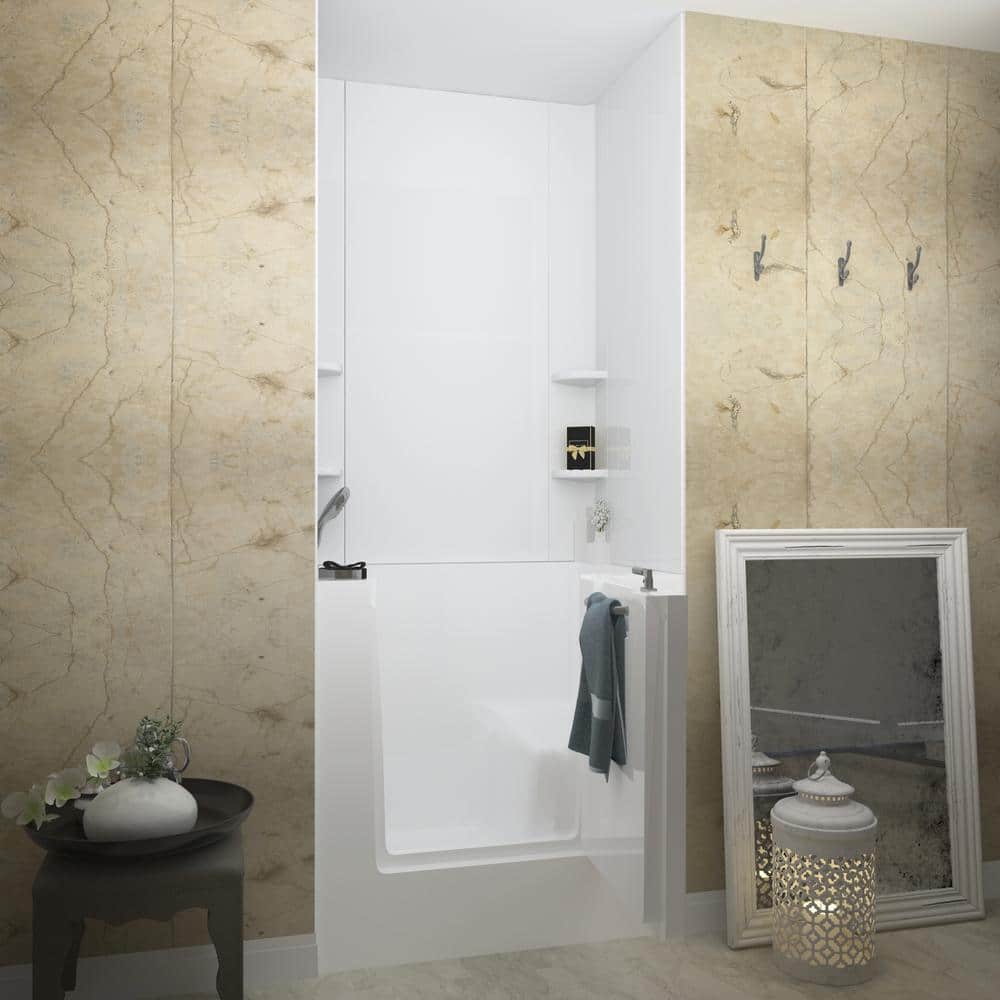 Mesa 39.75'' x 30.5'' White Acrylic Walk-In Air Bathtub