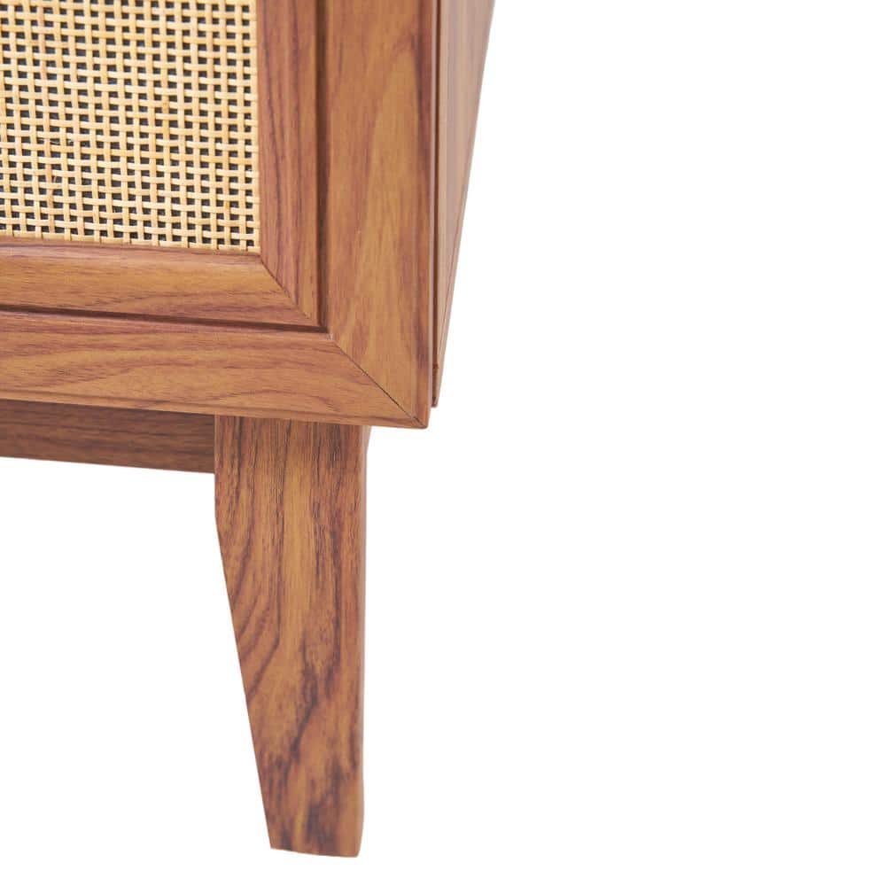 Javer 36" Walnut Rattan Modern Farmhouse Bathroom Vanity Cabinet