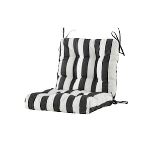 Outdoor Chair Cushion Tufted/Seat Back Cushion Floral Patio Furniture Cushion with Tie In Black Stripe L40"xW20"xH4"
