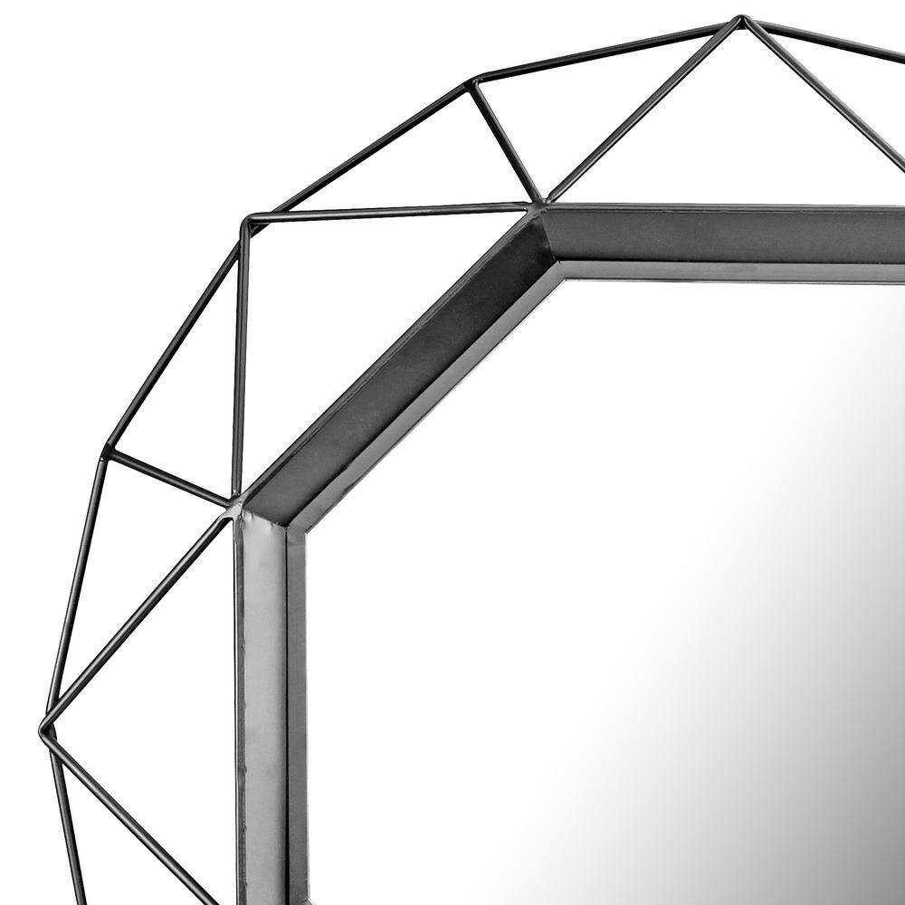 28" Black Geometric Metal Frame Octagon Wall Mirror