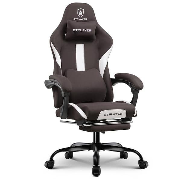 ComHoma Gaming Chair Fabric Computer Chair with Foot Rest and Pocket Spring Cushion Ergonomic Computer Desk Chair, Brown
