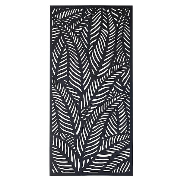 Matrix Ferns 70.8 in. x 35.4 in. Black 100% Recycled Poly Decorative Screen Panel and Wall Decor