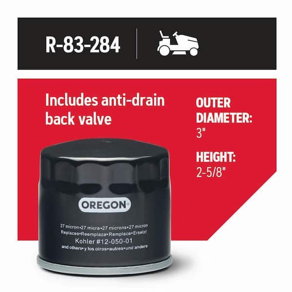 Oil Filter for Riding Mowers, Fits Kohler Command, Aegis, Courage, Triad OHC, Bad Boy, John Deere and Woods (R-83-284)
