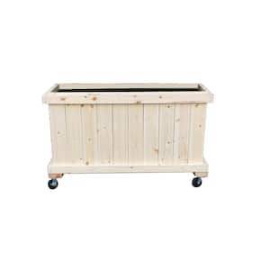 45 in. x 25 in. x 14 in. Solid Wood Mobile Planter Barrier in Unfinished Wood Color