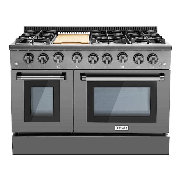 Thor Kitchen 48 in. 6.7 cu. ft. Professional Gas Range in Black Stainless Steel with Double Oven