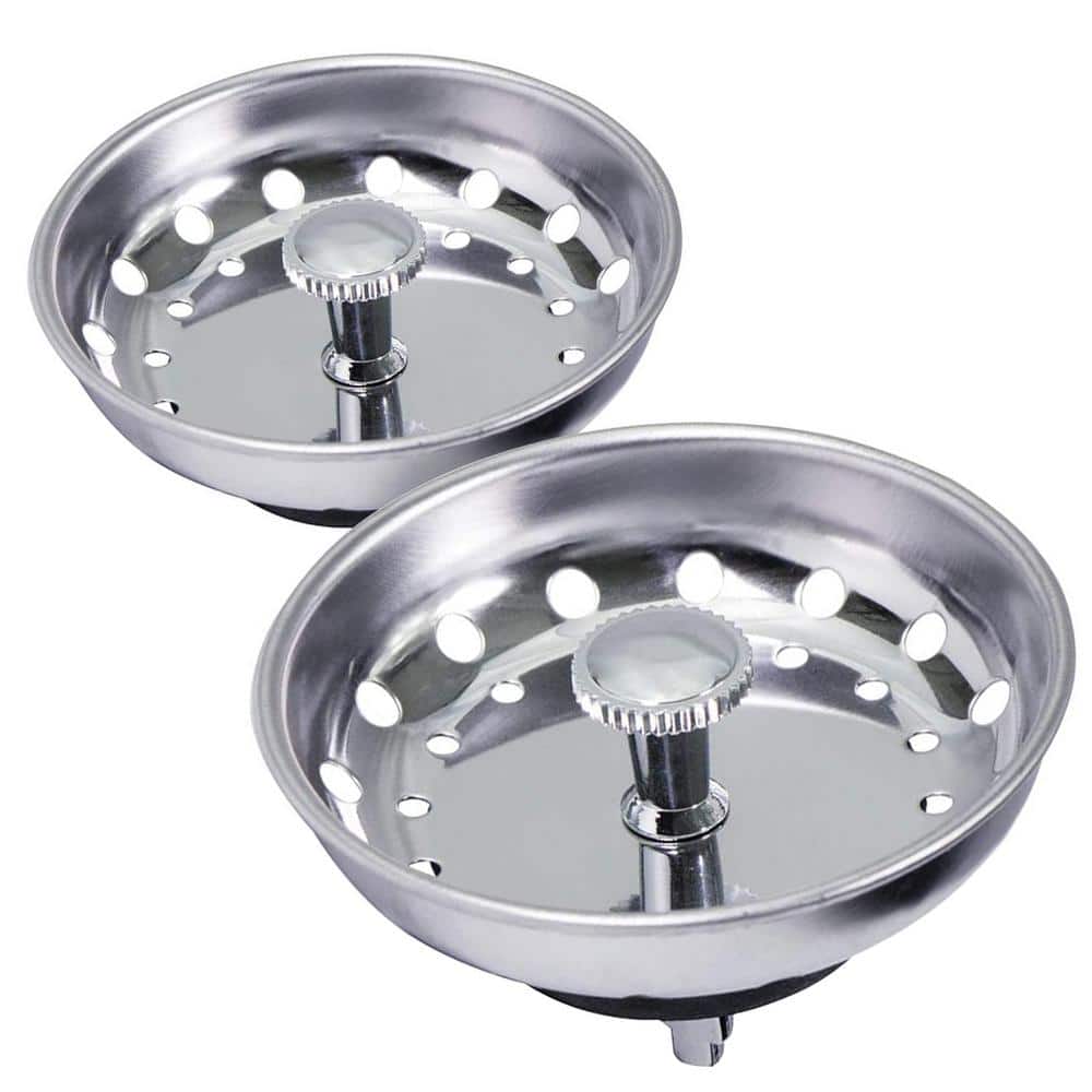 3-1/2 in. Strainer Basket Fixed Post Replacement for Kitchen Sink Drains Stainless Steel and Rubber Stopper (2-Pack) price history on PriceWatchPro