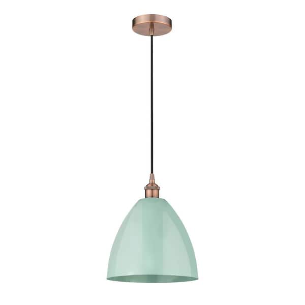 Plymouth Dome 100-Watt 1-Light Antique Copper Standard Mini Pendant Light with Metal Shade