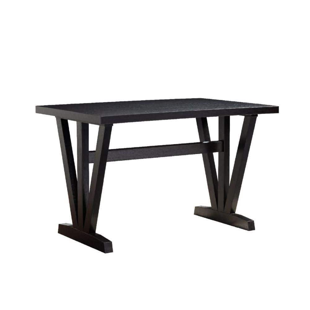 Benjara Ethan 47.25 In. Dark Brown Wood Trestle Base Dining Table (Seat ...