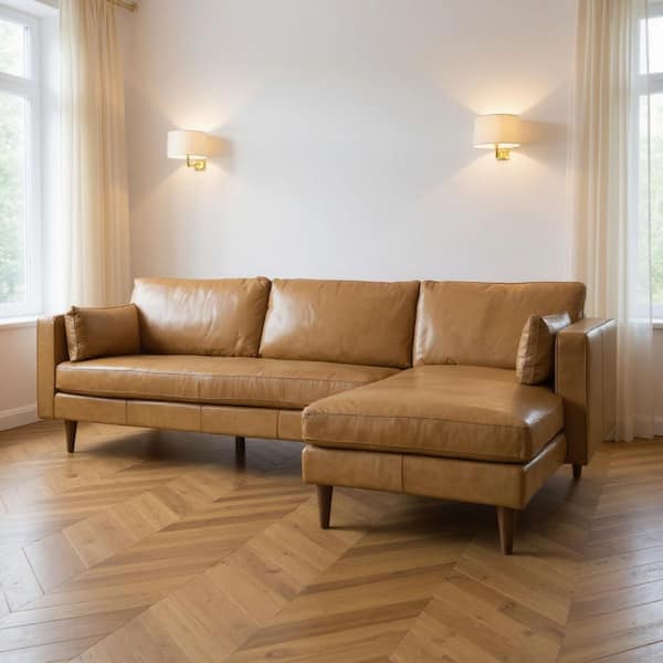 111.00 in. Pillow Top Arm 1 piece Leather L-Shaped Sectional Sofa in Multi-Colored