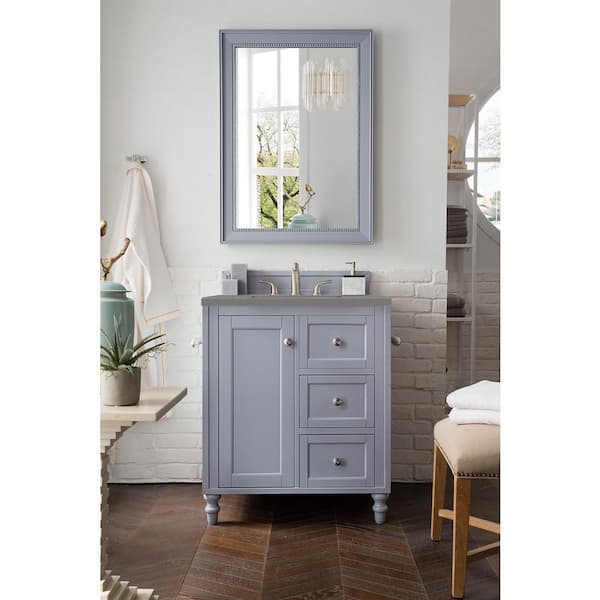 James Martin Vanities Copper Cove Encore 30 in. W x 23.5 in.D x 36.3 in.H Single Vanity in Silver Gray with Quartz Vanity Top in Grey Expo