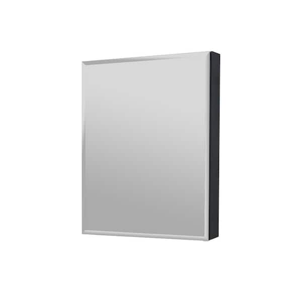 23 in. W x 30 in. H Rectangular Black Aluminum Recessed/Surface Mount Medicine Cabinet with Mirror