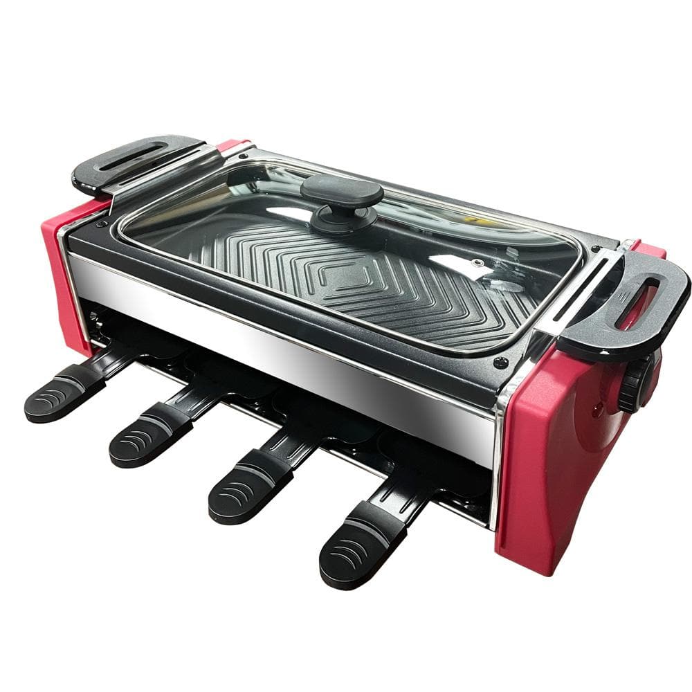 Tidoin Dual Raclette Tabletop Grill with Non-Stick Grilling Plate, Cooking  Stone and 4 Mini Baking Trays Heng-YDW1-527 - The Home Depot