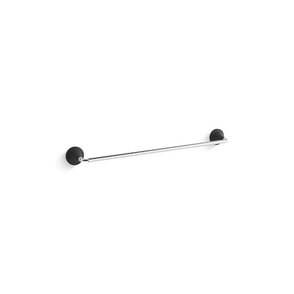 KOHLER Tone 24 in. Single Towel Bar in Polished Chrome with Matte Black